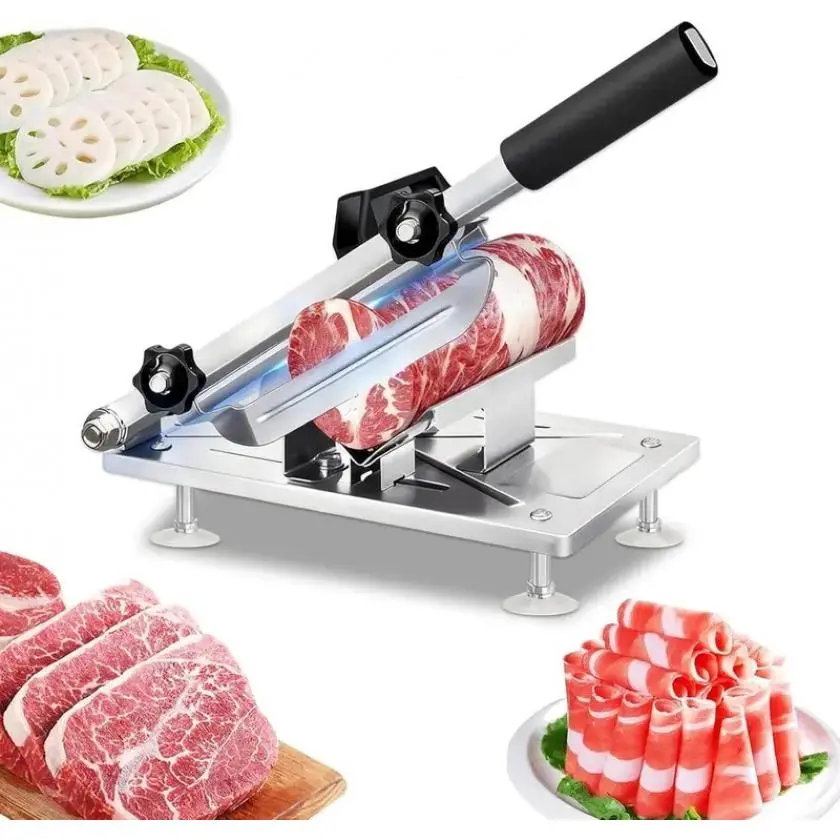 Upgraded Stainless Steel Manual Meat Slicer - Frozen Meat Paper-Thin Slicing Tool, Ideal for Hot Pot, BBQ, Suitable for Kitchen Newbies, Kitchenware Utensil