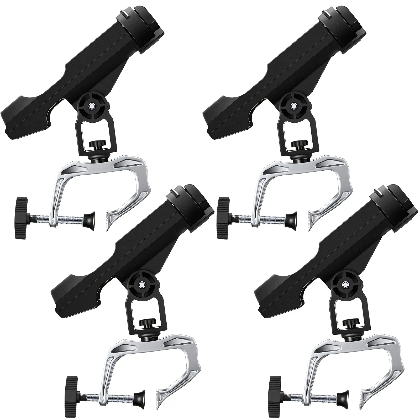 1/2/4 Pcs Fishing Boat Rods Holder 360 Degree Adjustable Folding Fishing Pole Holders with Large Clamp Opening for Boat Trolling Holder Pole Stand Rack Fishing Boat Rod Bracket for Kayak Canoe Dock