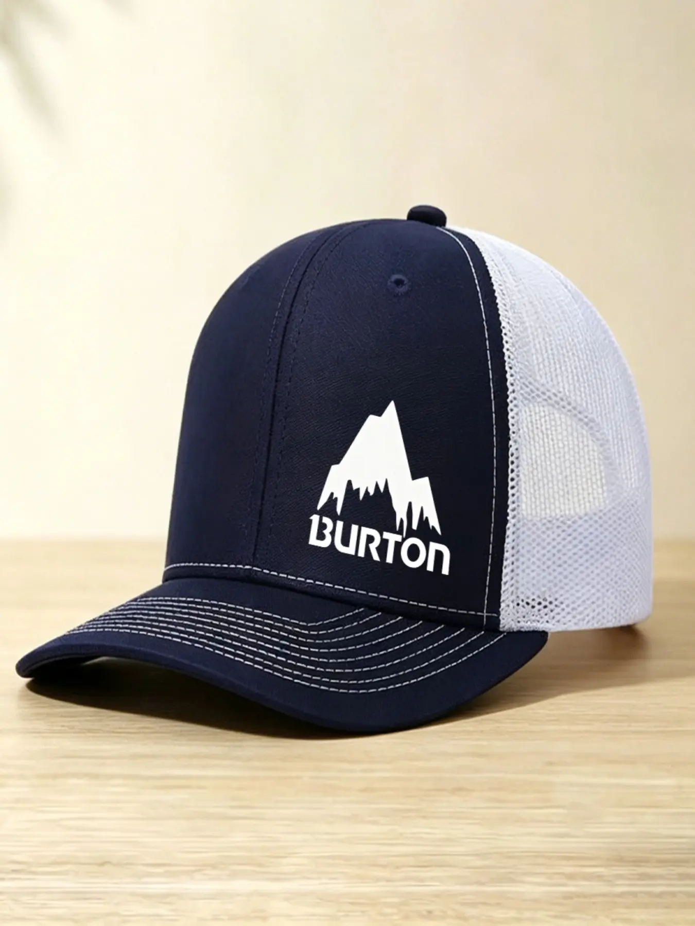 Burton Mountain Logo Trucker Hat, Breathable Mesh Back Snapback, Lightweight Outdoor Running Fishing Sun Hat, Summer Sports Cap, for Men Women