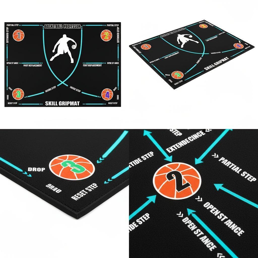 Basketball Footwork Training Mat Agility Footstep Training Mat with Noise Reduction and Anti Slip Design Improve Dribbling and Circling Skills Silent Practice Mat