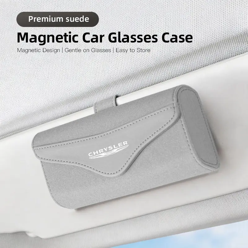 Car Glasses Storage Box Auto Sun Visor Sunglasses Storage Holders For Chrysler 300c 200 Pacifica Phev Voyager Sebring Aspen PT Cruiser Airflow Crossfire Concorde