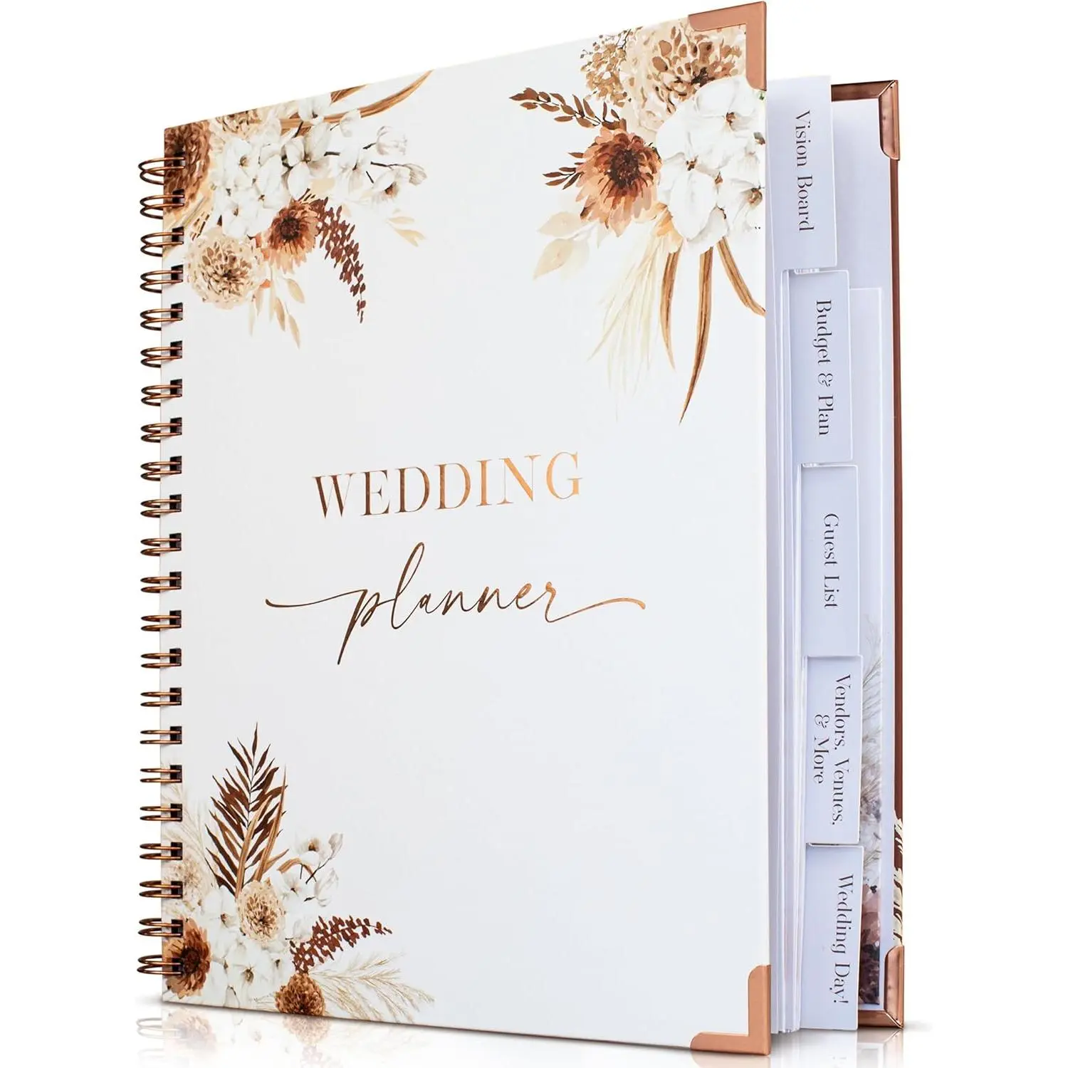 Boho Wedding Planner Book & Organizer - 9x11 in, Unique Engagement Gift for Newly Engaged Couples, Simplifies Countdown Planning