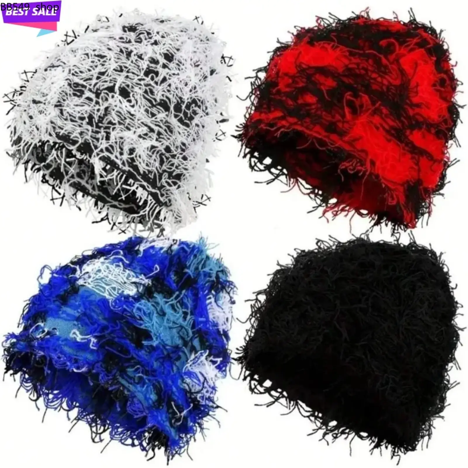 2026 New Arrival Distressed Knitted Fuzzy Beanie - Thick Warm Unisex Knit Hats for Winter Sports, Outdoor Activities & Daily Wear, Newarrivalssurge, Black Friday Christmas Item,summerwins