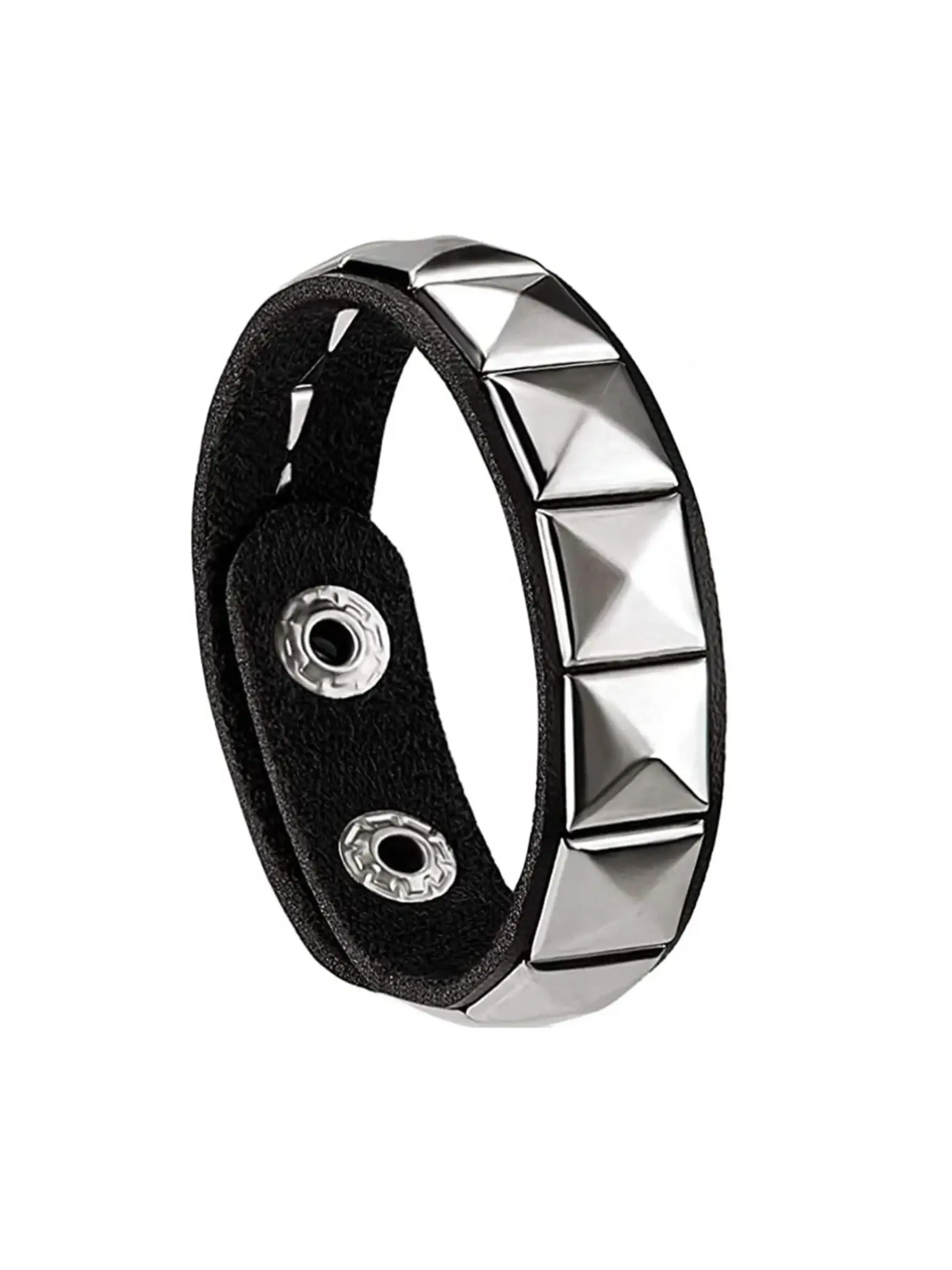 1/3Pcs Pyramid Studded Spiked PU Leather Bracelet Set, Punk Gothic Square Rivet Wrist Cuff, Adjustable Rock Biker Unisex Wristband for Festival Halloween Party Gift