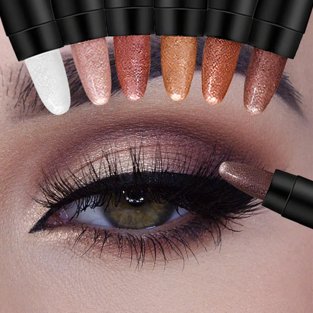 Gradient Eyeshadow Stick, One Swipe Shimmer Eye Shadow Pen, Pearlescent Fine Glitter Cream Eyeshadow, Creamy Eyeshadow Sticks, Smooth Blendable Beginner Friendly Eye Makeup Stick for Quick Ombre Eye Looks, Daily Wear, Party, Stage and Travel