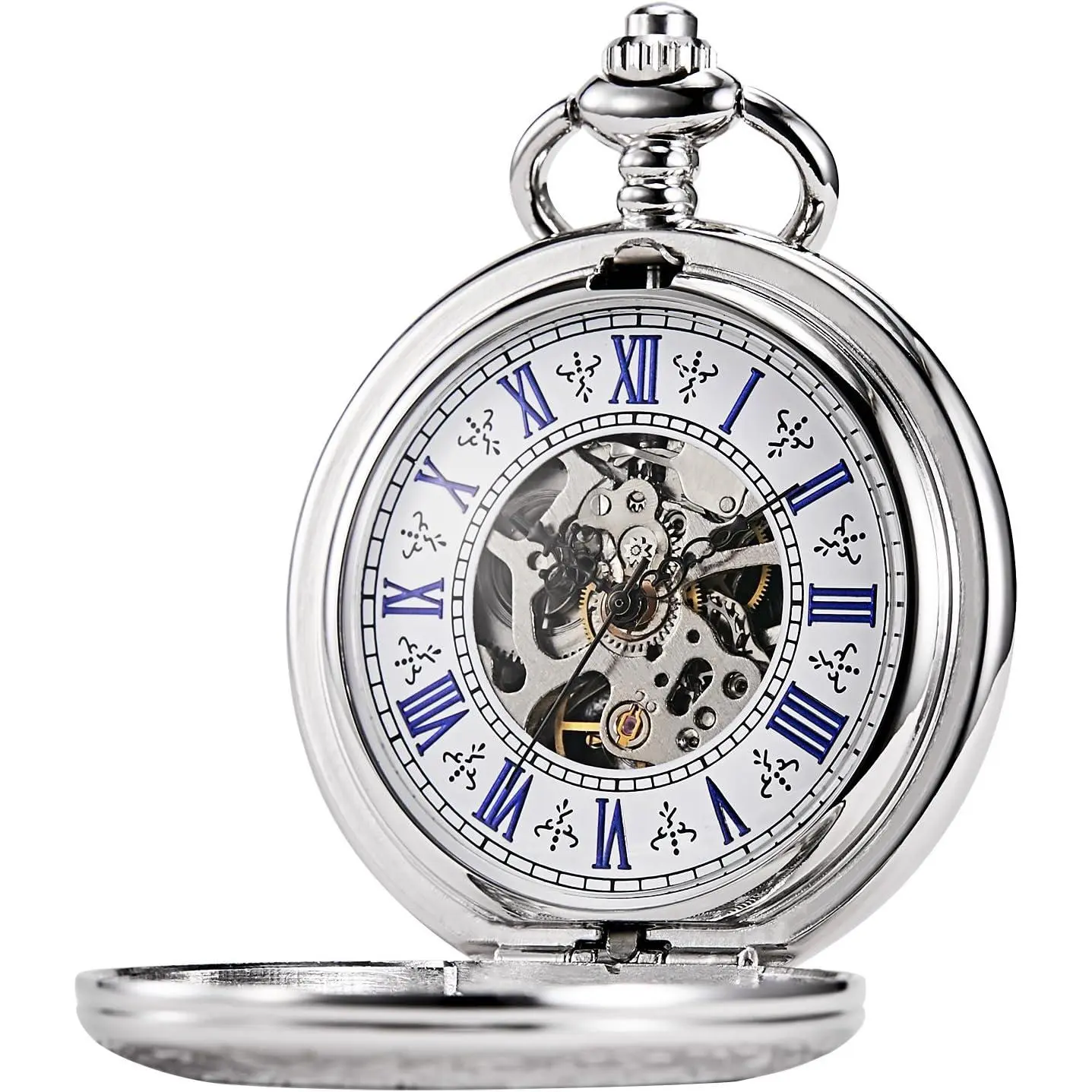 Men's Steampunk Skeleton Mechanical  Fob Retro Pocket Watch