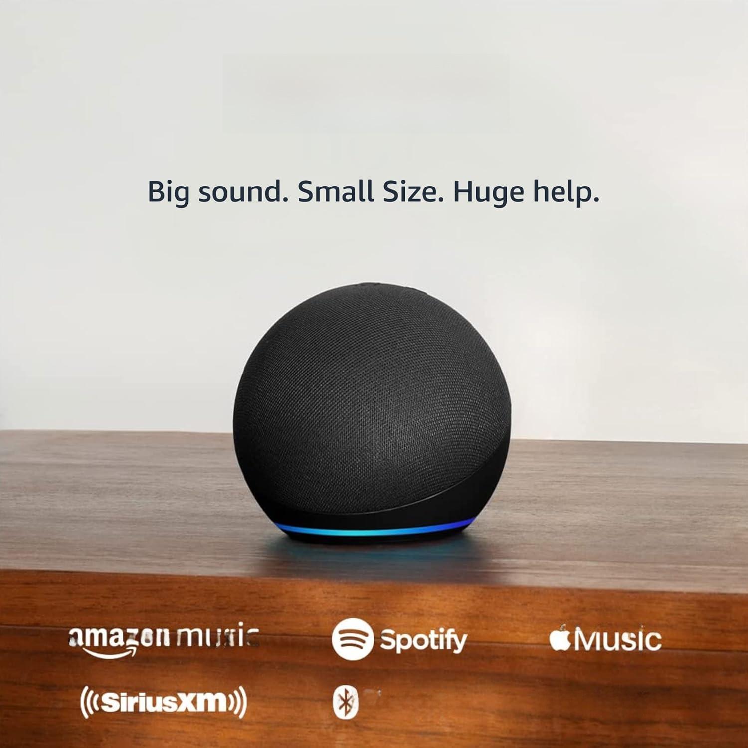 Black Alexa Charcoal Original Mini Speaker - Portable Audio Device with Greater Sound Effects, Ideal for Beds and Restaurants