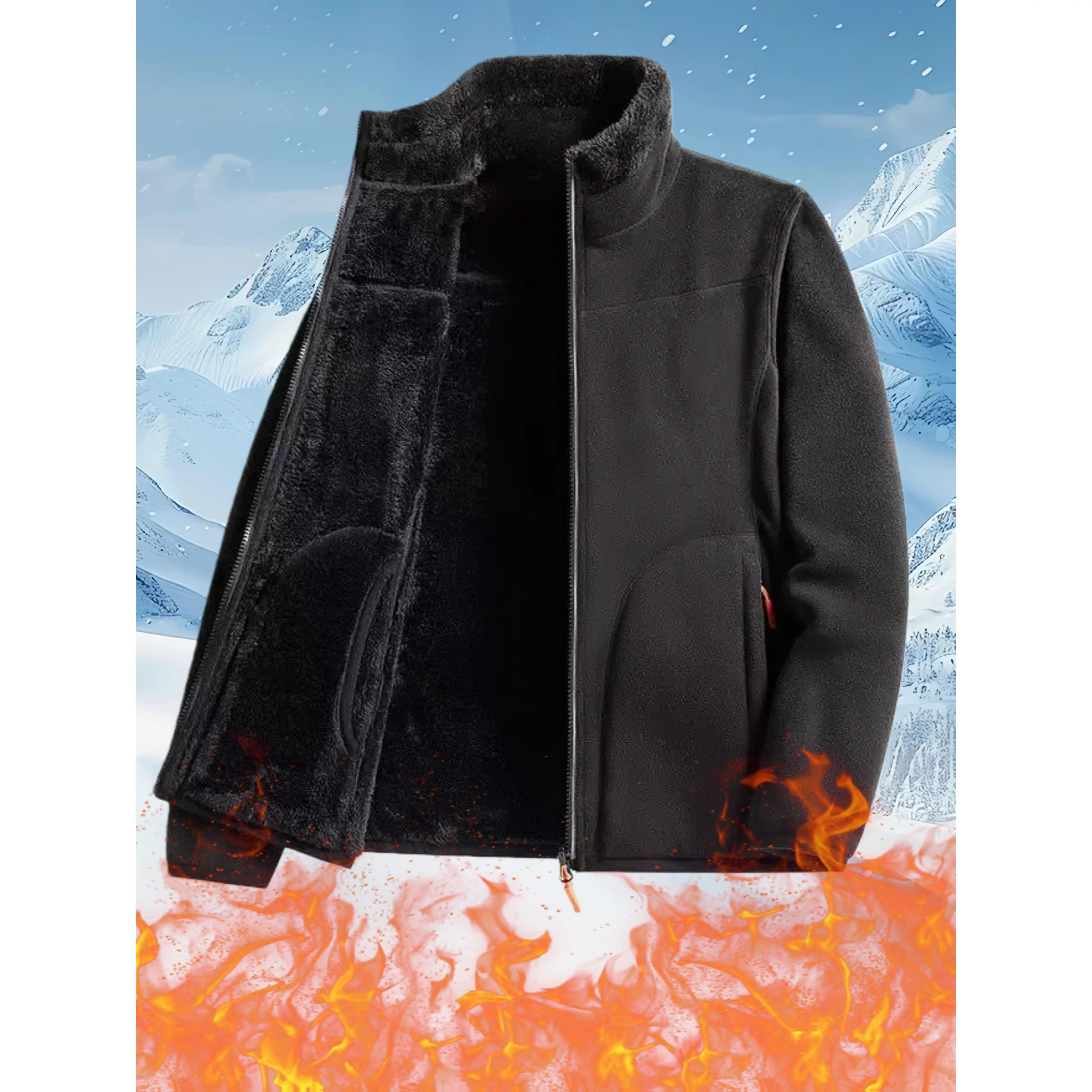 Couple'S Thickened Warm Reversible Jacket - Two-Way Wear, Zippered Pockets, Plush Lined Autumn And Winter Fleece Jackets - Inner And Outer Wear Outerwear Top