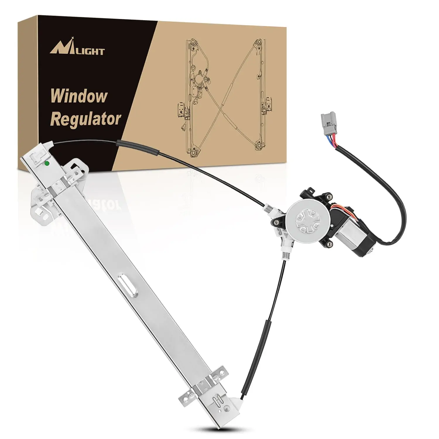 Nilight Stainless Steel Power Window Regulator Kit with Copper Motor Assembly - Durable, Low Noise, Precise Hole Position, Corrosion Resistant, Plug-In Wiring - Vehicle Specific Fit for Honda CR-V 2002-2006 Front Pass. Side, 741-303