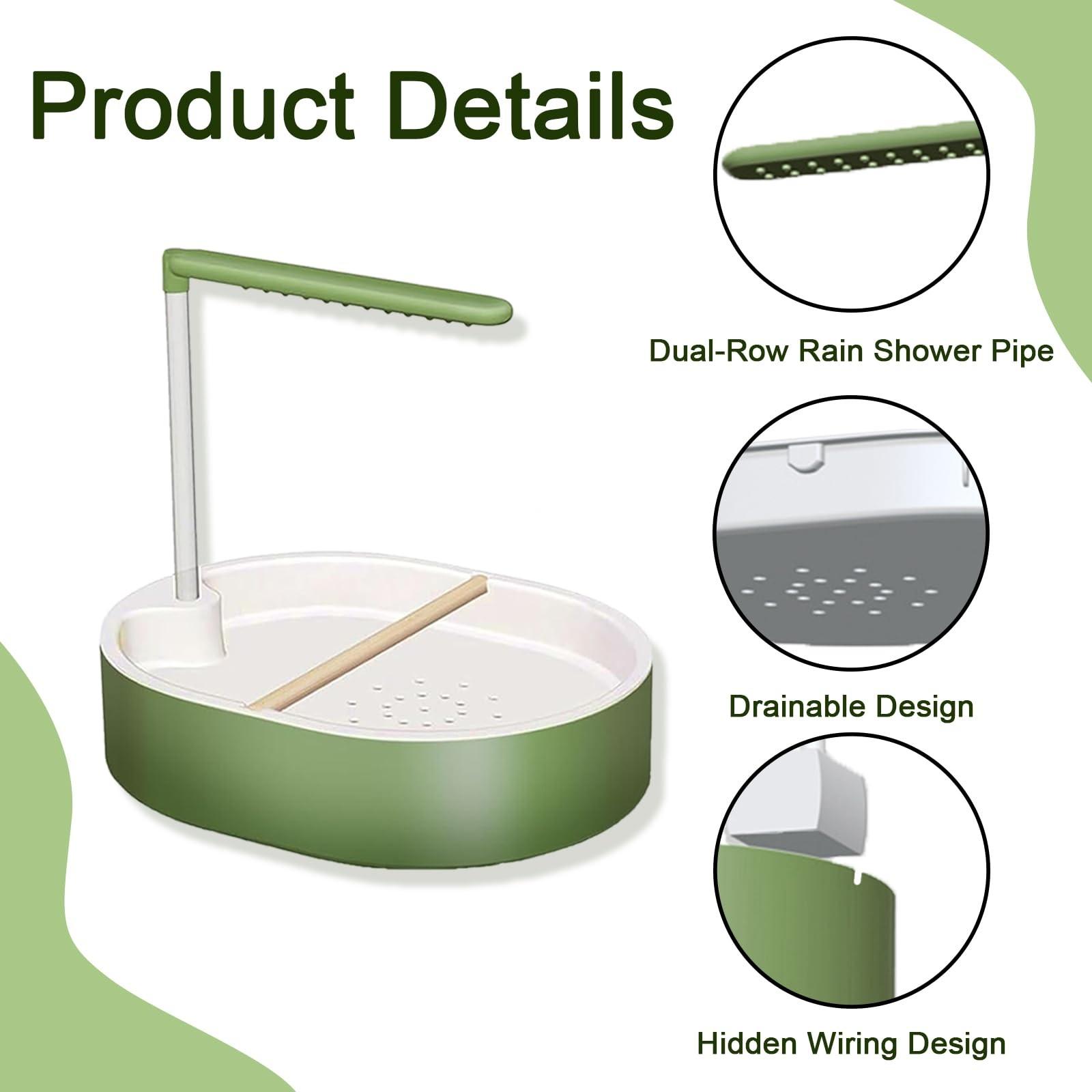 Parrot Shower, Automatic Parakeet Bird Bath with Pump, Large Bird Shower Fountain, Bird Bath for Parakeets for Pet Birds, Conure, Cockatoo, Budgie, Lovebird, Finches, Grooming, Bird Supplies