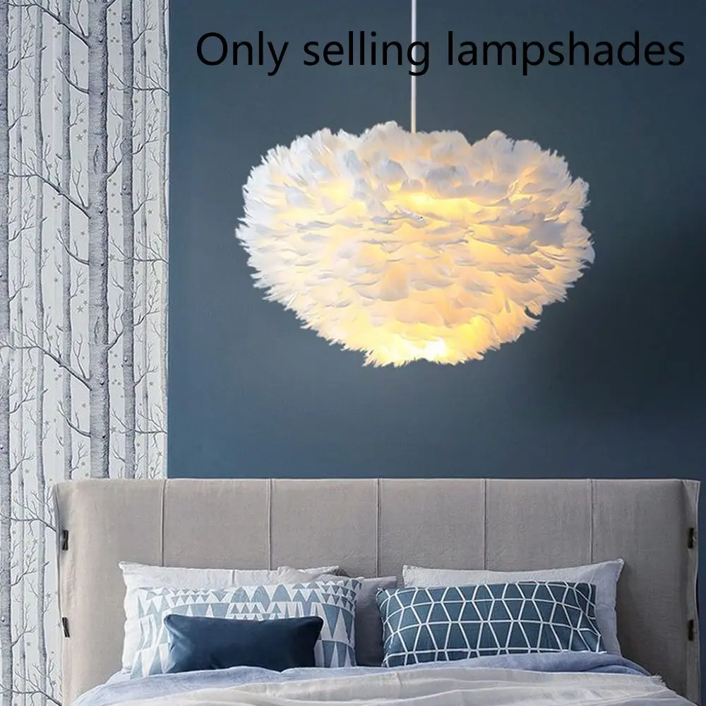 Feather Design Lampshade (Only Lampshade,E26 lamp head usage), Elegant Desk Lampshade, Decorative Household Lighting Accessories for Girl Bedroom, Living Room, Home Decor, Light Cover