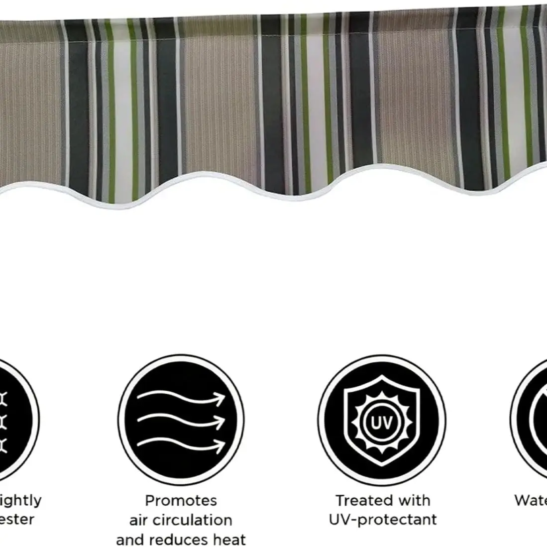 Awning Valance Replacement, 3m/3.5m/4m/4.5m/5m Heavy Duty Waterproof UV Resistant Fabric Strips, Wavy Valance for Patio Balcony Awning Replacement, Garden Patio