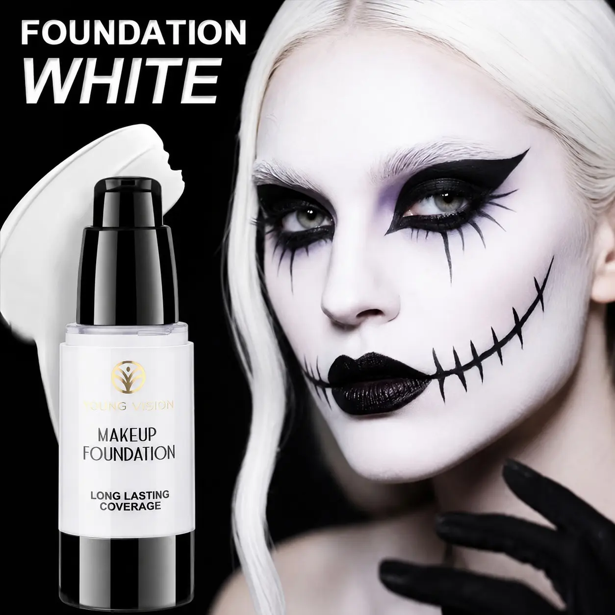 Liquid Foundation in Cream Bottle, Smooth & Colorable, Perfect for Daily Makeup, Ideal for Halloween & Carnivals, Flawless Coverage