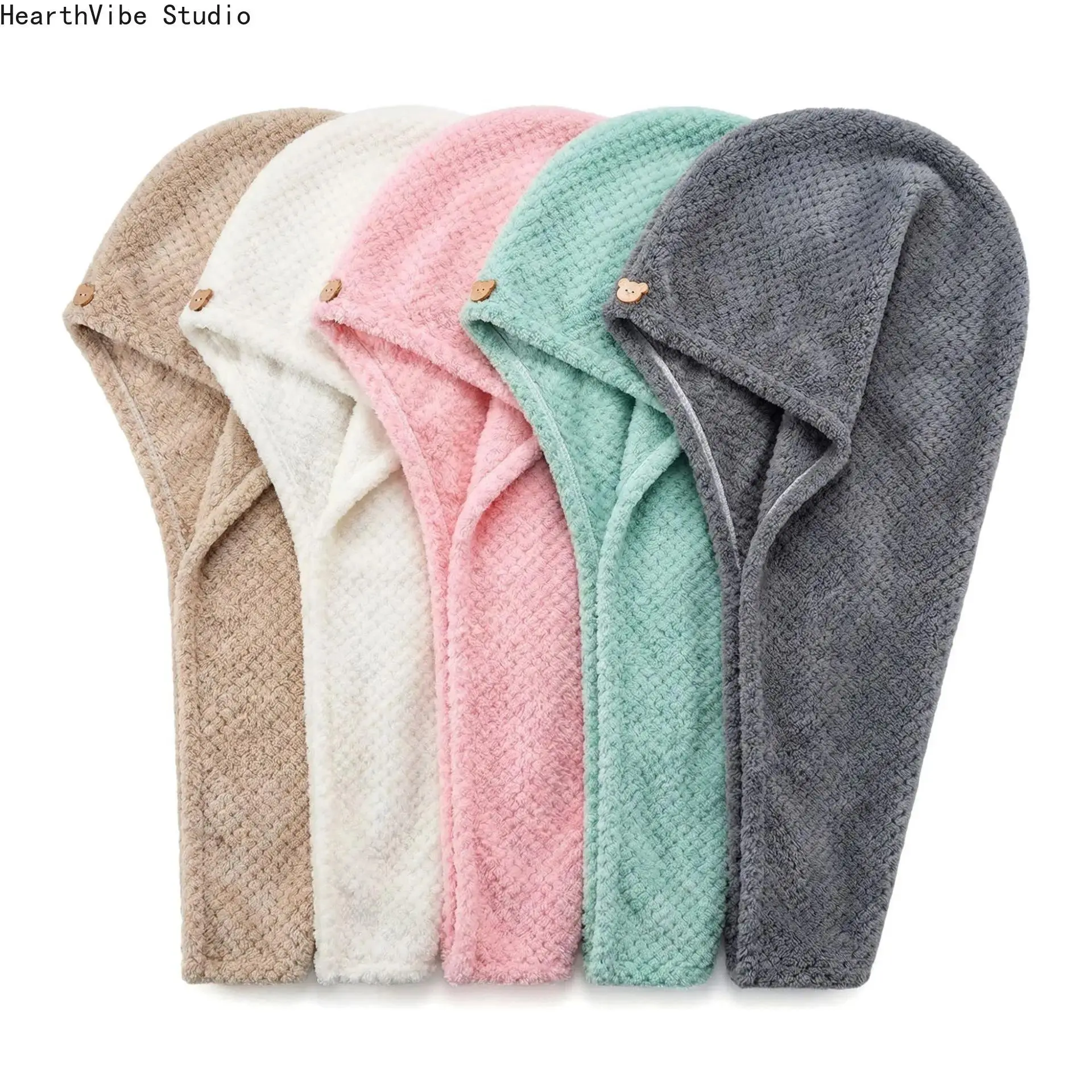 3/5 Pack Hair Towel Set, Super Absorbent Microfiber Drying Wrap with Button for Curly Hair, Women’s Fast-Drying Fashion Accessory