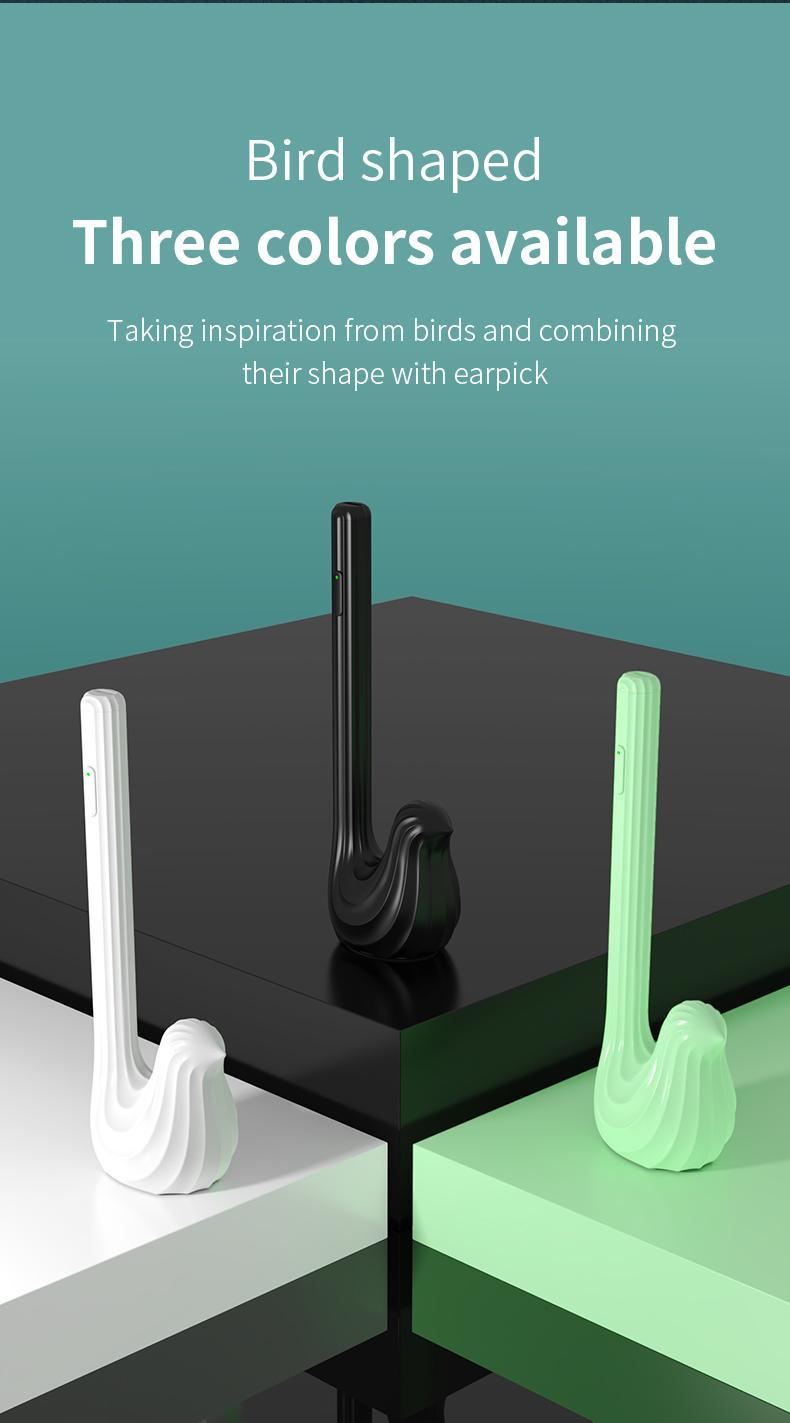 JPHYLL Wireless Visual Earpick with 6 LED Camera 1080P HD Resolution Type-C Charging 8 Accessories for iPhone & Android Ear Cleaning Tool - Green-Bird