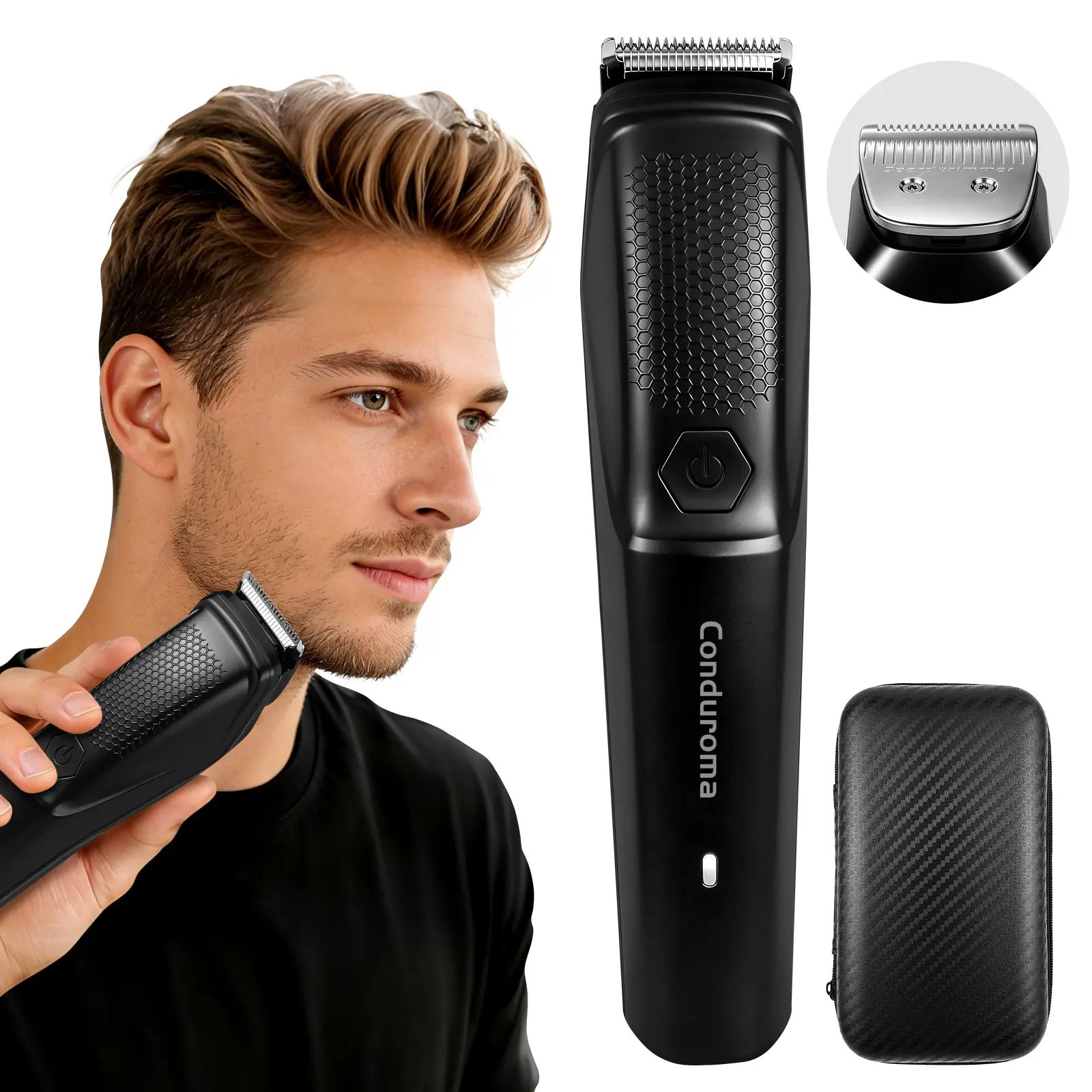 Conduroma Electric Beard Trimmer for Men, Cordless Hair Clipper & Shaving Razor, Rechargeable Grooming Tool for Face, Mustache & Body Hair, Wireless Hair Clipper, Nice Present for Men, Black.