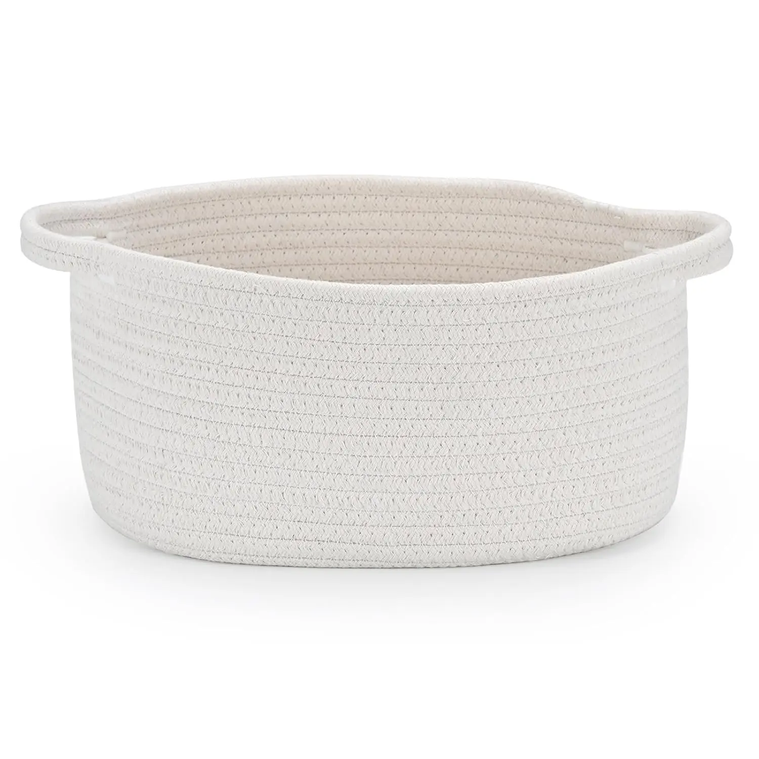 Medium Solid Weave Cotton Rope Storage Basket - Empty DIY Gift Basket with Textured Weave, Home Organiser for Burr