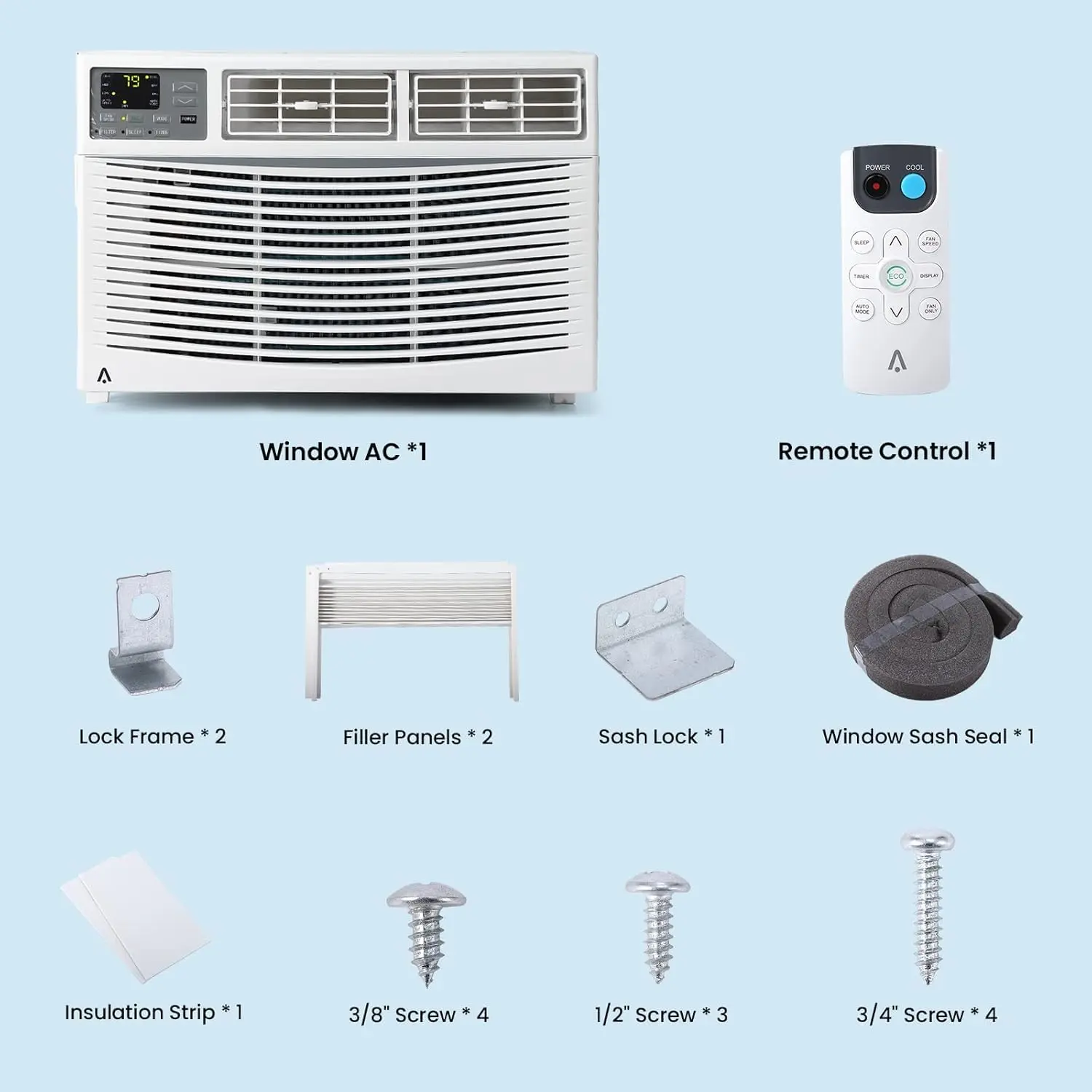 8000 BTU only for cooling-No WIFI-with telecontrol-White
