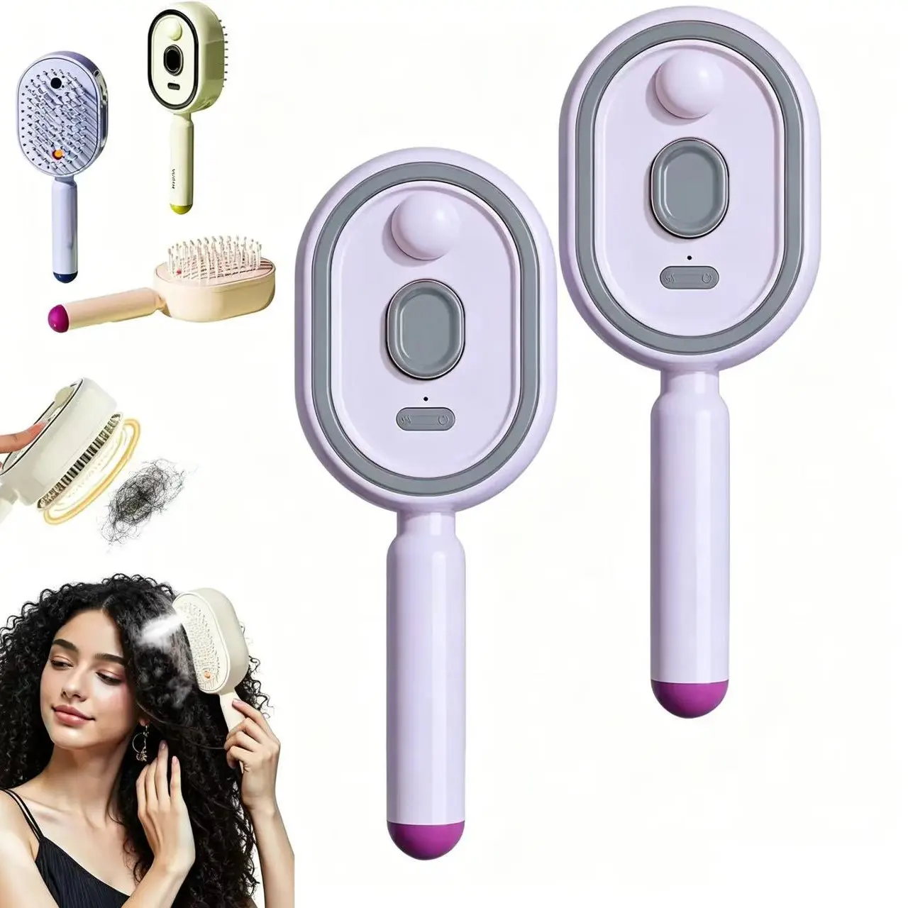 Quickly Smooth Frizzy Hair, Cordless Self-Cleaning Steam Comb, Rechargeable Warm Mist Humidifying Brush, Portable Travel Hair Care Tool