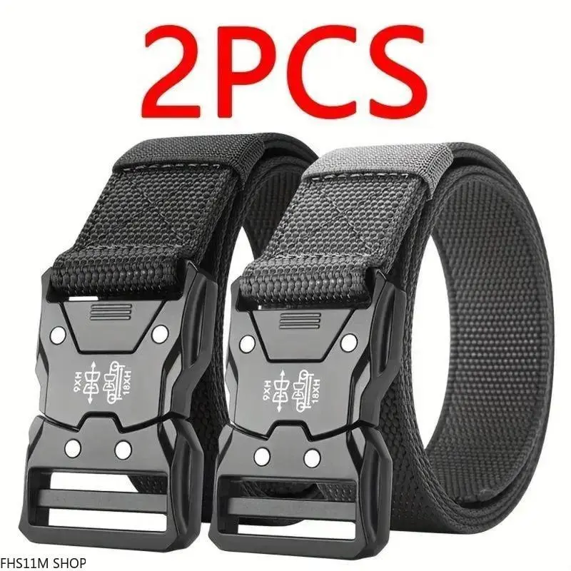 Mens Tactical Webbing Belt Stretch Nylon Braid Quick Release Metal Buckle Fully Adjustable 1Pc Outdoor Hunting Sports Gorpcore Utility Heavy Duty Workwear