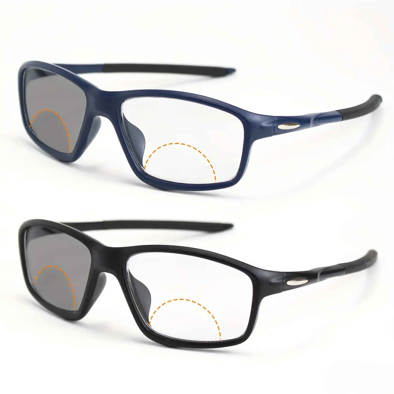 2-piece Bifocal Reading Glasses  - Sports Photochromic Safety Glasses with Blue Light Blocking Readers