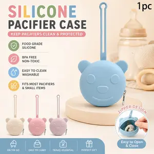 Portable silicone pacifier bag, pacifier storage box, can be used as a stroller accessory, diaper bag, backpack ornament, suitable for outdoor travel, stroller hanging bag, handbag, coin and key dustproof storage bag.