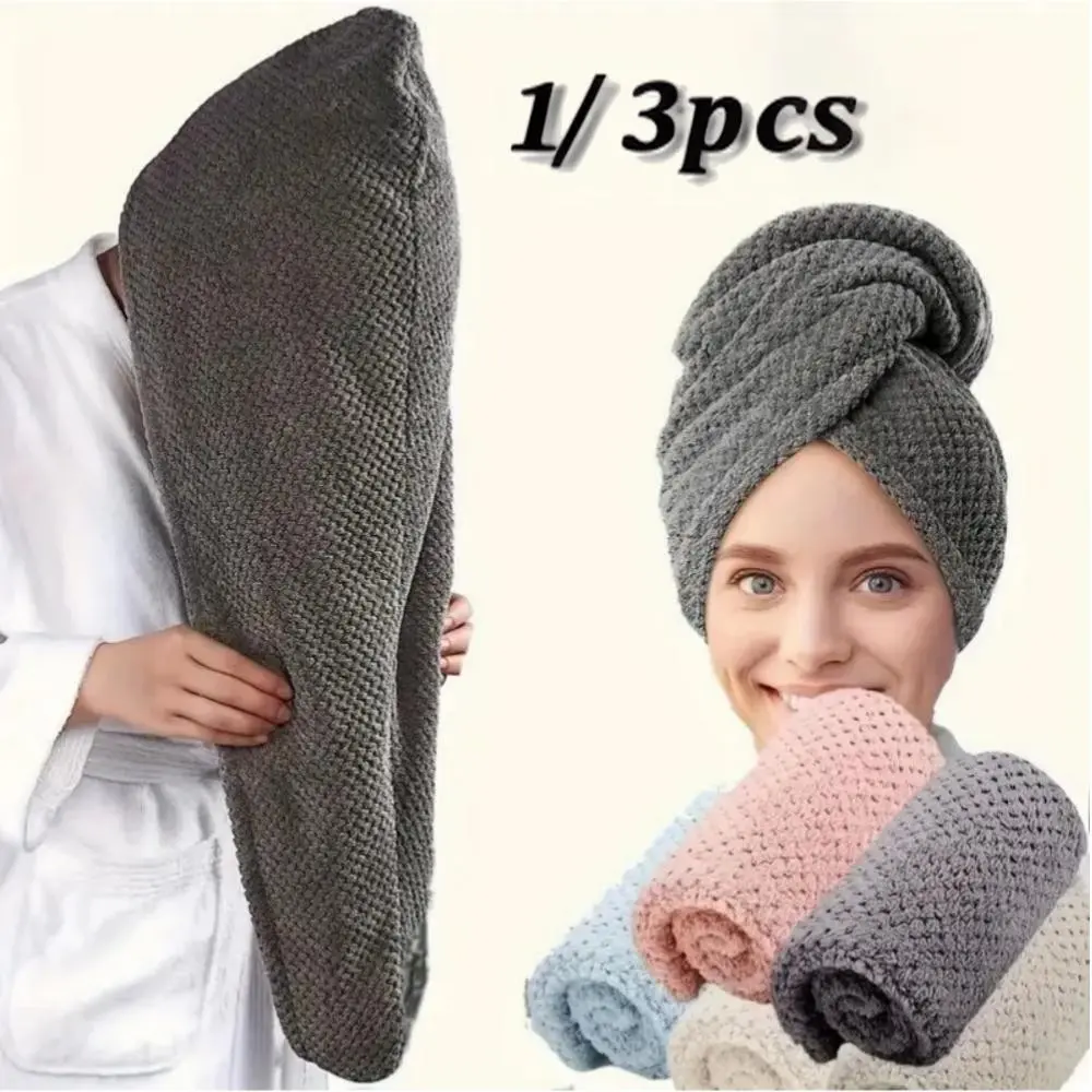 1/3 Pcs Women's Dry Hair Towel, Pineapple Dry Hair Cap, Soft Microfiber, Wrap Hair, Water-Absorbent Quick-Drying Towel Wrap Hair Towel, Hair Turban Towel, Hair Wrap Towels