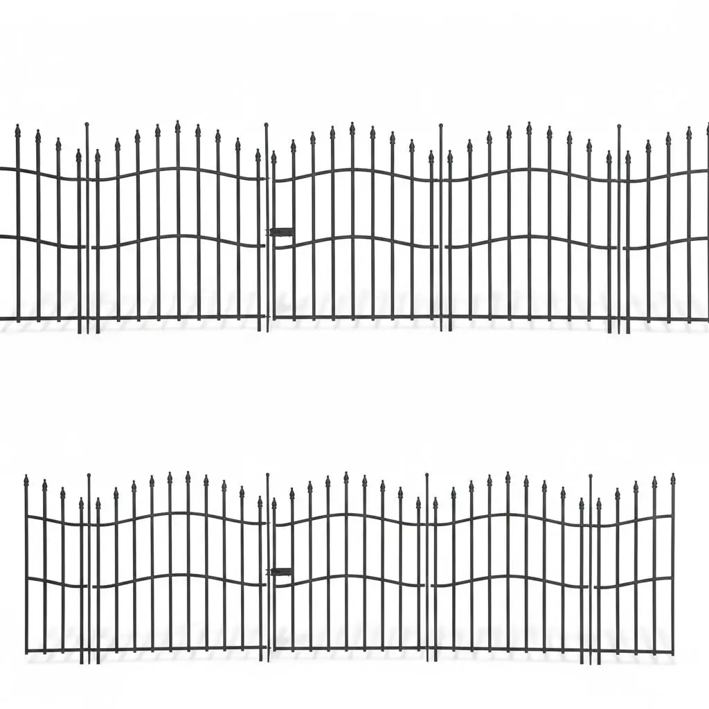 Garvee Heavy-Duty Rustproof Decorative Garden Fence with Gate – 10 No Dig Metal Panels – 24in Height x 22ft Length – For Yard, Patio, Landscape Perimeters – 67x61x10p With Door