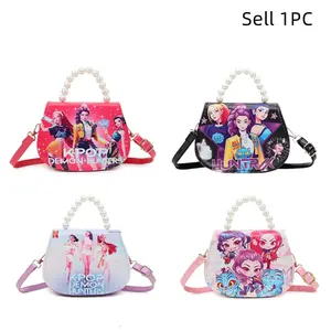 Cute Girls Crossbody Bag with Pearl Handle, Small Shoulder Purse for Kids, Lightweight Fashion Handbag for Travel, Party, School, Holiday Gift, Doll Accessory Included, Adjustable Strap, Convertible Shoulder & Crossbody Bag