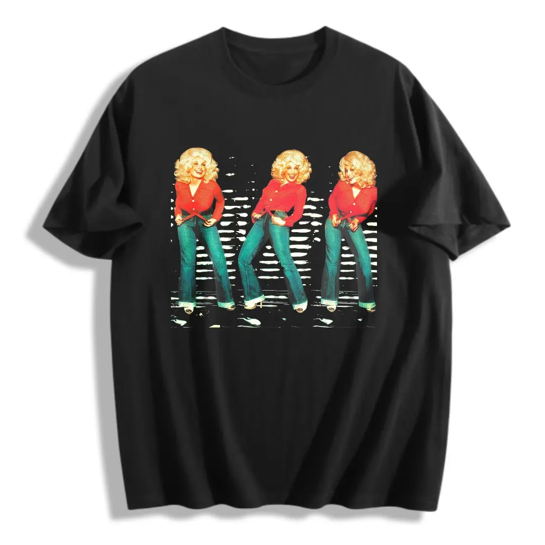 Vintage Dolly Parton Graphic Tee - Dolly Parton Tour Casual Merch - Goddess of Pop Shirt - Queen of Rock & Roll Shirt - Dolly Parton Merch - 80s Country Music Shirt - Run, Rose, Run Merch Casual - Gift T-shirt ，100% Cotton Unisex Oversized  Tshirt (S-5XL)