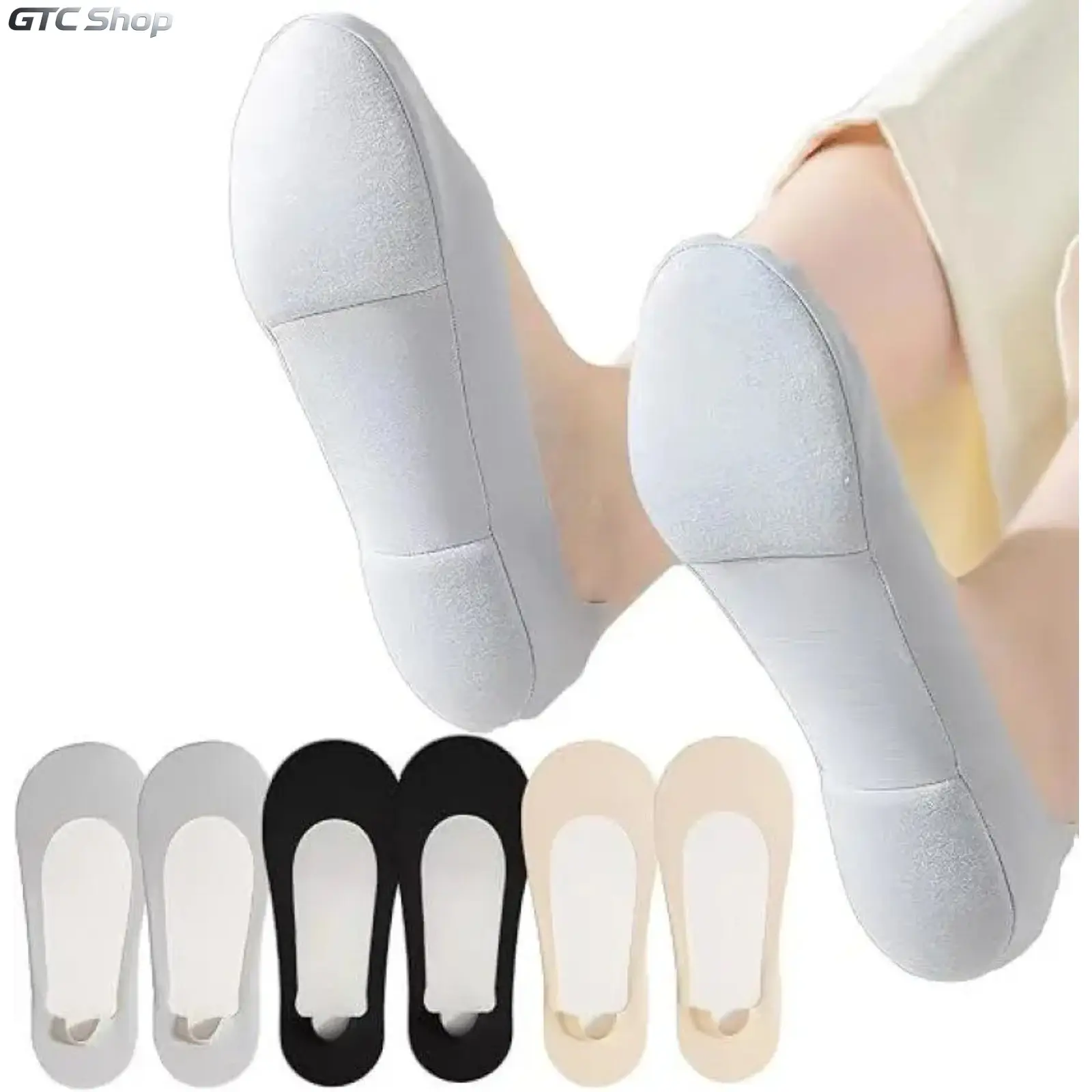 3 & 6 Pairs Women Cotton No-Show Socks, Non-Slip Low-Cut Invisible Liner Socks, Breathable Lightweight Footwear, Comfort Hidden Socks Suitable for Flats, Sneakers in Spring and Summer Daily Outfits