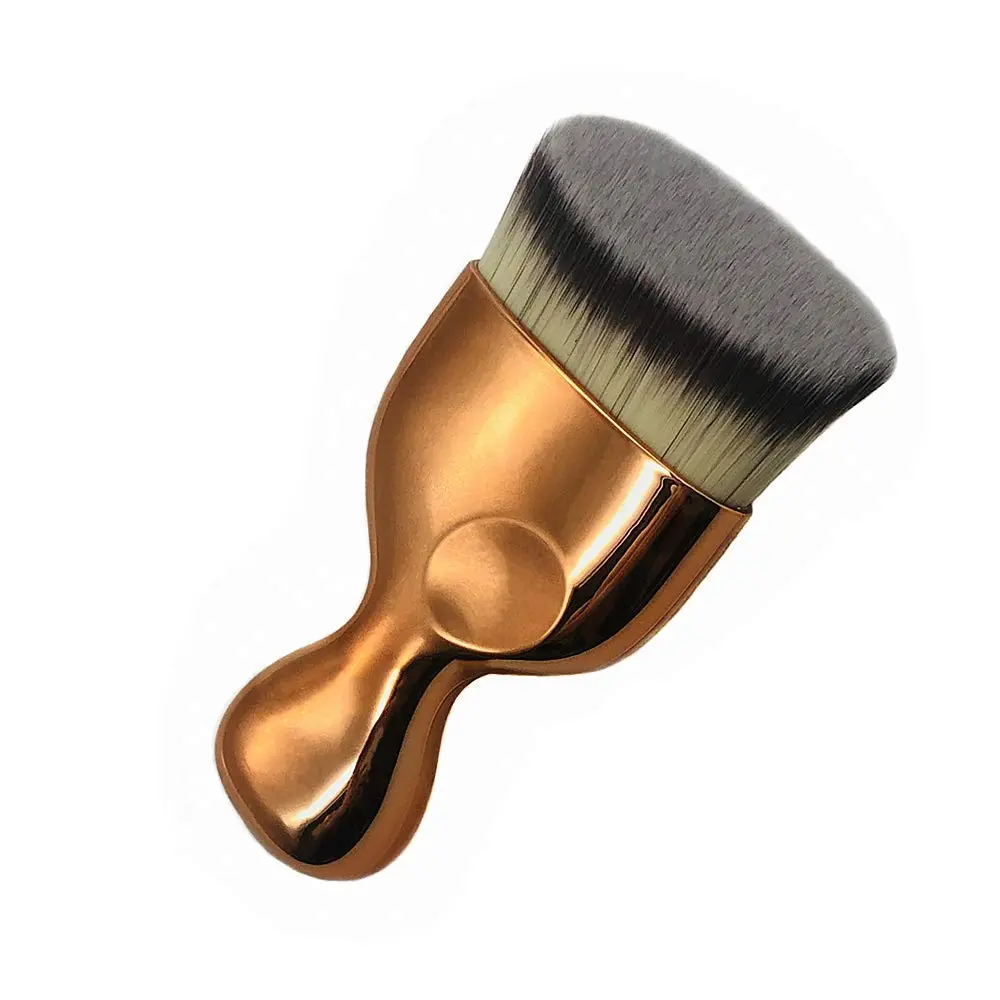 Flat Top Kabuki Brush for Foundation, High Density Bristles for Seamless Blending on Face and Body, Use with Liquid, Cream, and Powder Makeup, Rose Gold, Kabuki Shape