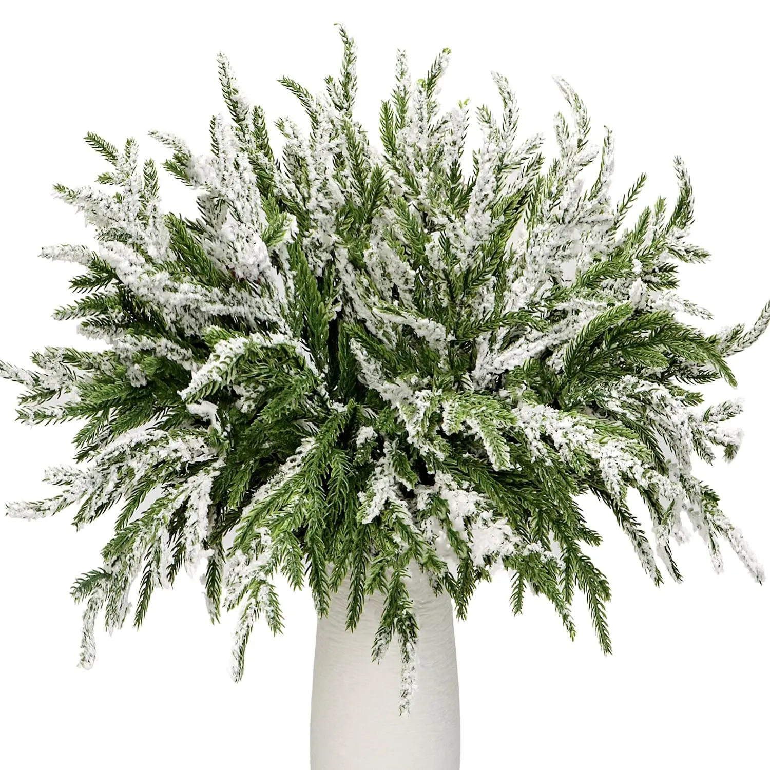 24pcs Norfolk Pine Branches Stems, 13.5" Artificial Pine Needles Sprigs, Winter Fake Christmas Tree Picks, DIY Wreaths Greenery Sprays, Decor