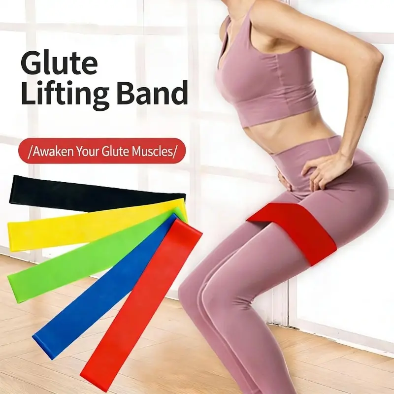 5 PCS Basic Multicolor Stretchable PVC Exercise Bands Set - Casual Stretching Band for Home Workouts, Unisex Fashion Accessory Set for Yoga, Stress Relief