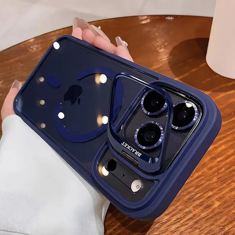 Luxury Magnetic Shockproof Smartphone Case - Handheld Cellphone Protection for iPhone 17,16,15,14,13,12,11 Pro Max Plus,16E Air, with Lens Holder & Glass Lens Protector for Mobile Devices, Casing