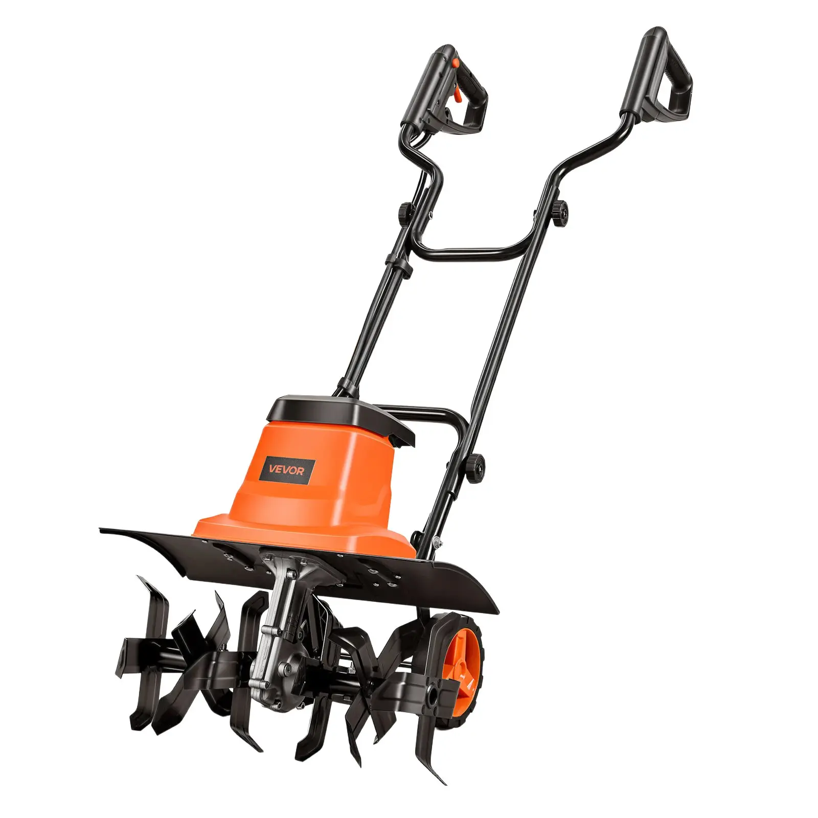 VEVOR WR7032-1800-13.5 Corded Electric Tiller, 13.5A Motor, 18in Tilling Width, Steel Tines, Foldable Handle, Wheels, Heavy-Duty Rototiller for Home Gardeners' Soil Cultivation