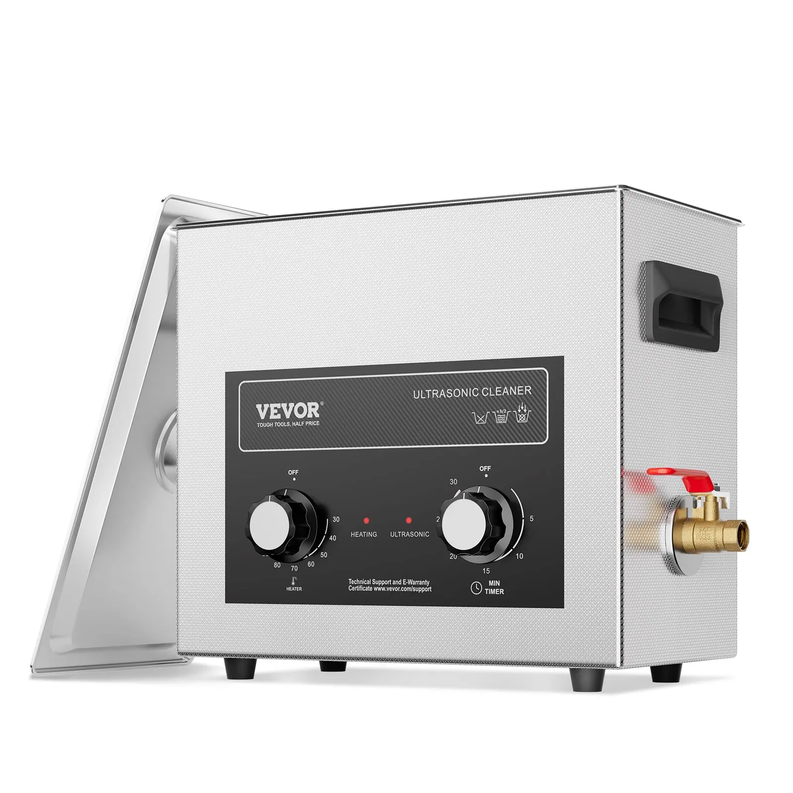 VEVOR 6L Ultrasonic Cleaner with Heater, Timer & Basket - 180W 40kHz Professional Digital Sonic Cavitation Hand Tool for Eyewear, Coin, Automotive Parts Deep Cleaning, 0-110°C, 1.5m Cord, 325x177x290mm, 4.91kg, Ultrasonic Cleaning
