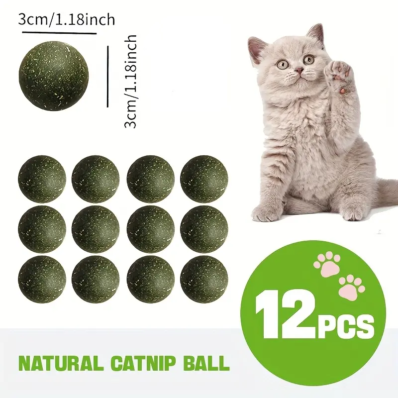 12-Pack Catnip Balls for Cats, Pure Catnip Formula, No Additives, Value Pack for Multi-Cat Homes