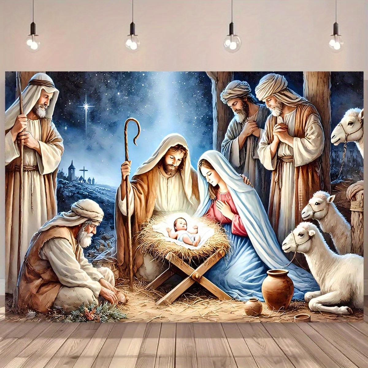 Large Nativity Scene Banner Durable Polyester Christmas Backdrop with Mary Joseph Youngsters Jesus Shepherds & Animals Indoor Outdoor Church Decor Wedding Birthday Graduation Party Photo Backdrop Event Backdrop Traditional Nativity Scene Large Nativity Scene Banner Durable Polyester Christmas Backdrop with Mary Joseph Youngsters Jesus Shepherds & Animals Indoor Outdoor Church Decor Wedding Birthday Graduation Party Photo Backdrop Event Backdrop Traditional Nativity Scene