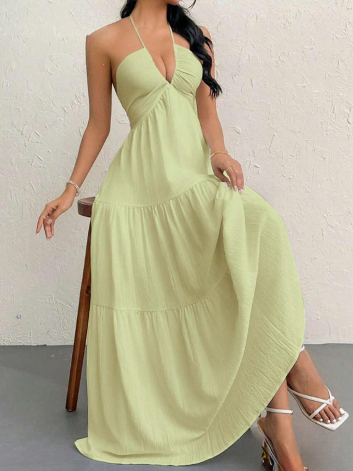 Women's Plain Dress, Summer Clothes Women, Casual Basic Loose Fit Sleeveless Dress for Beach Holiday Vacation, Ladies Summer Clothes, Women's Clothing, Womenswear, Dresses for Party, Minimalist A Line Dress
