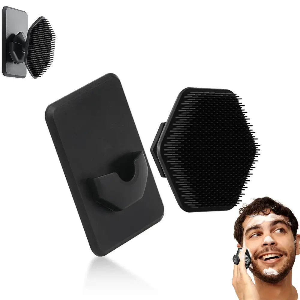 Men's Portable Silicone Face Brush Set, Deep Cleansing Exfoliating Tool, Face Scrubber Tool, Beard Trimming Kit, Massage Function, Travel Organizer Bag Included