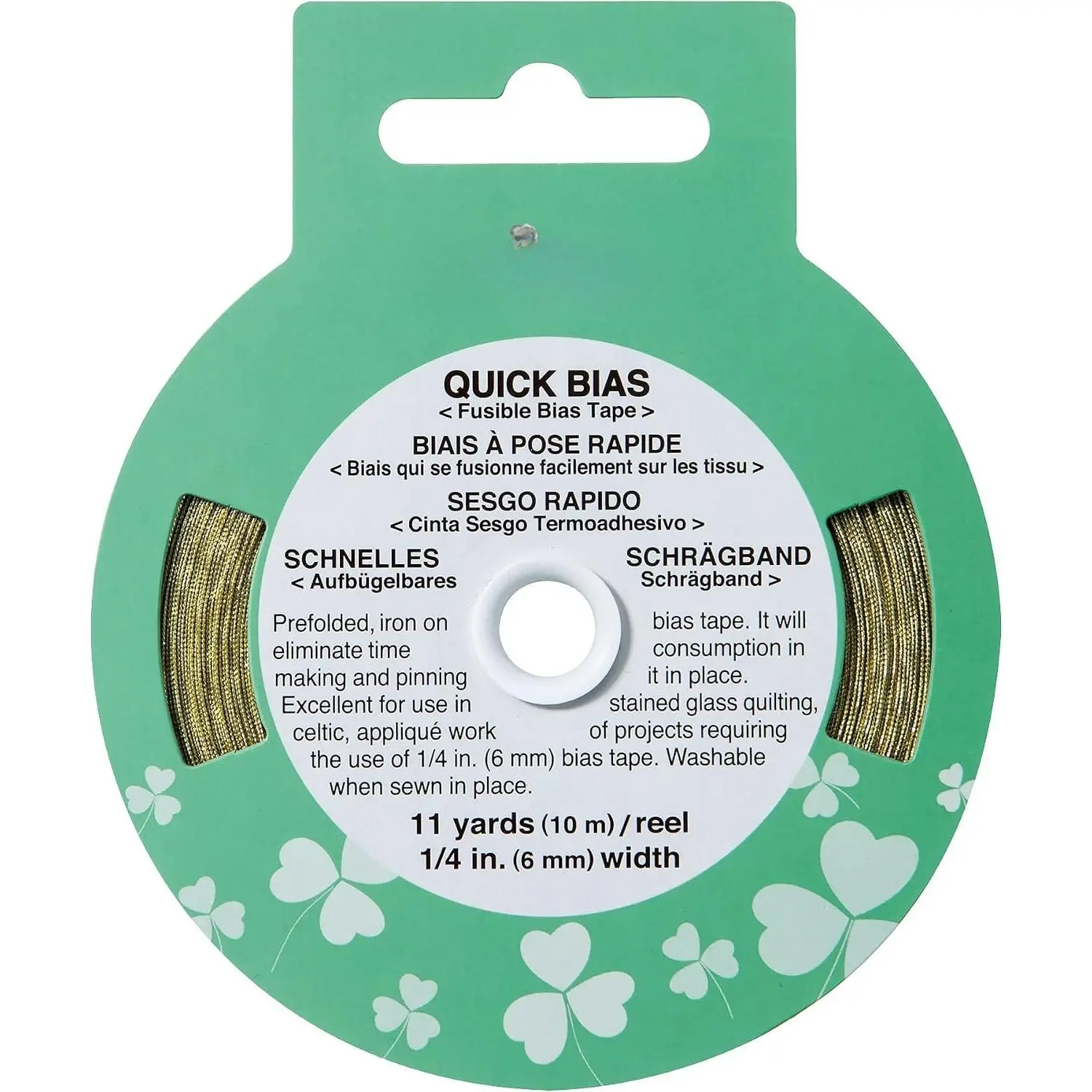 Synthetic Quick Fusible Bias Tape, 700-G, 1/4-Inch Wide, 11yd Length, Lame Adhesive Tape for Quilters