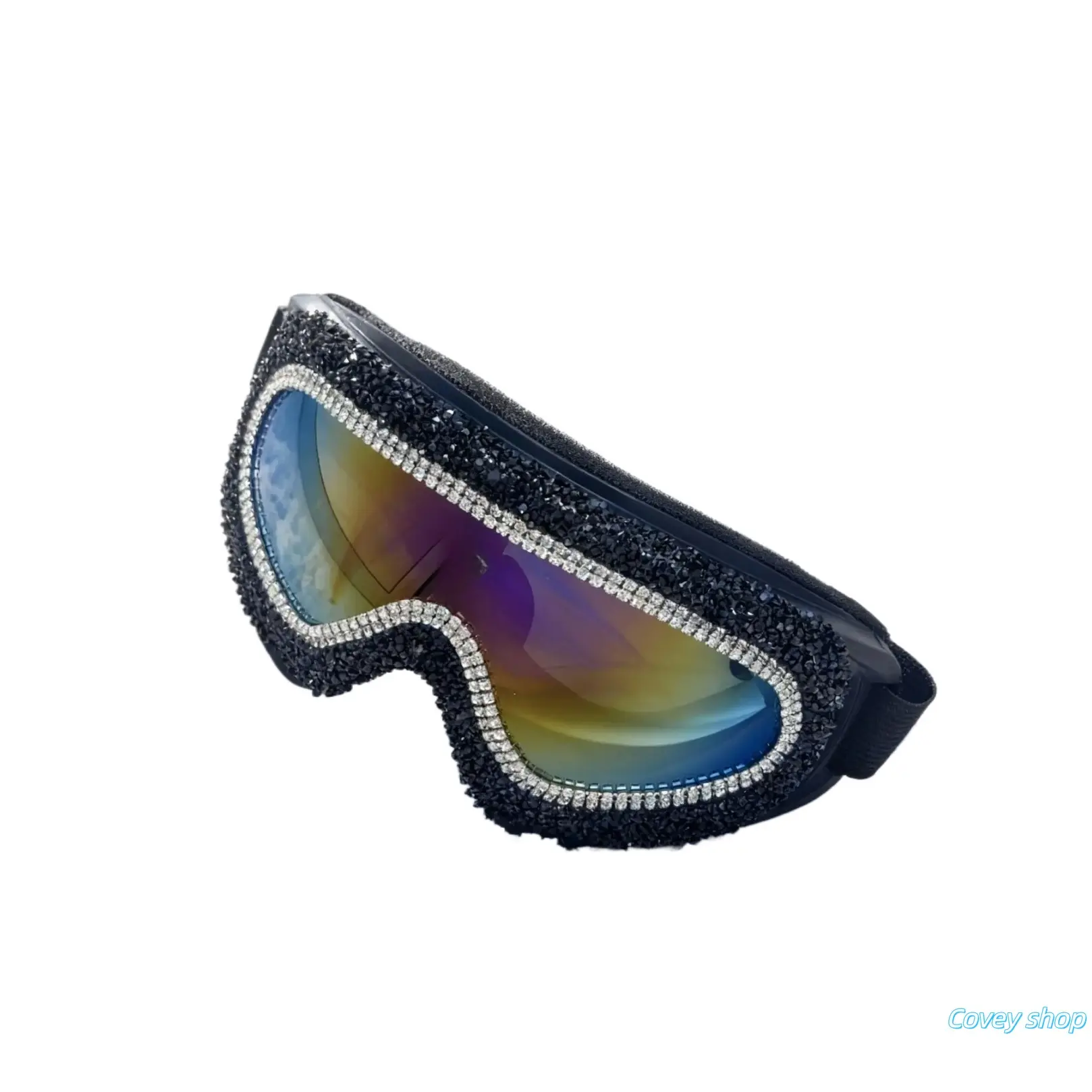Unisex Rhinestone Decor Ski Goggles, Pc Lens Uv Protection Eyewear, Trendy Streetwear Sport Shades, Stylish All-season Outdoor Fashion Accessory