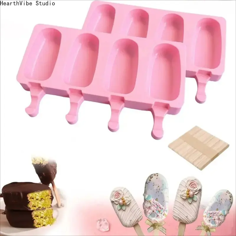 BPA-Free Silicone Popsicle Molds Set, 10-Cavity Easy-Release Ice Pop Maker Kit with 50 Wooden Sticks, Food Grade Nonstick Homemade Ice Cream Cakesicle Mold, Reusable Summer Toddler Toddlers Party DIY