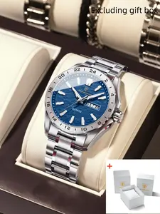 POEDAGAR fashion casual men's watch waterproof night light date display stainless steel watch high-end business men's quartz watch Business fashion watches