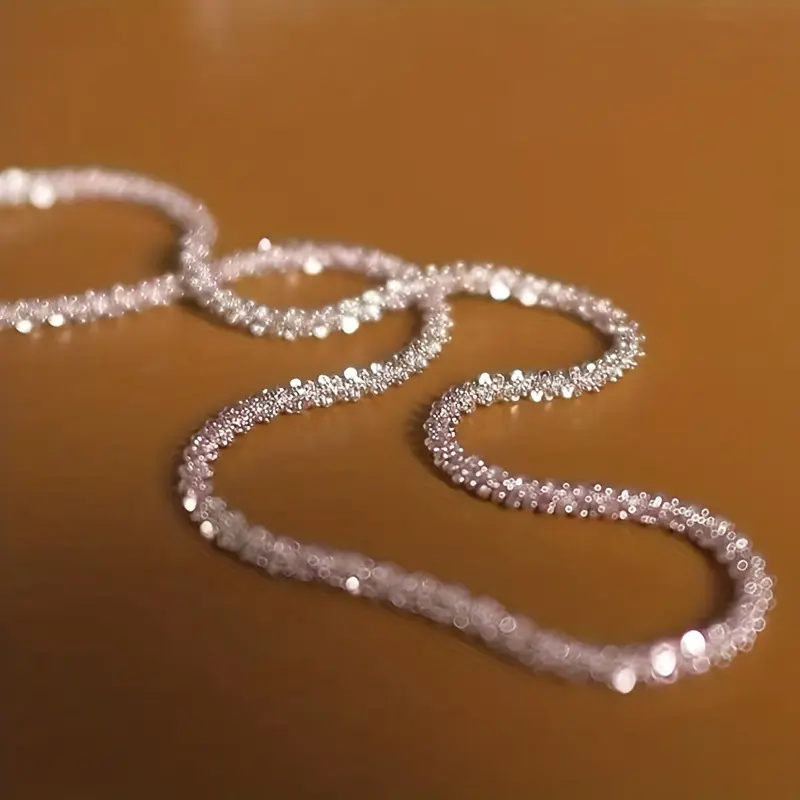 Women's Sparkling Caterpillar Bone Pendant Necklace - Silver Lock Bone Chain, Copper Base Chain Jewelry Necklaces, Casual Daily Female Wear Costume Jewelry