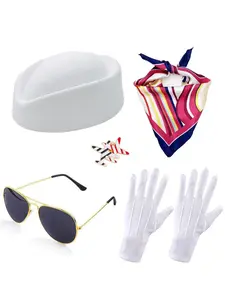 Stewardess Beret Captain Uniform Accessory Set Festival Cosplay Stage Performance Role Play Props