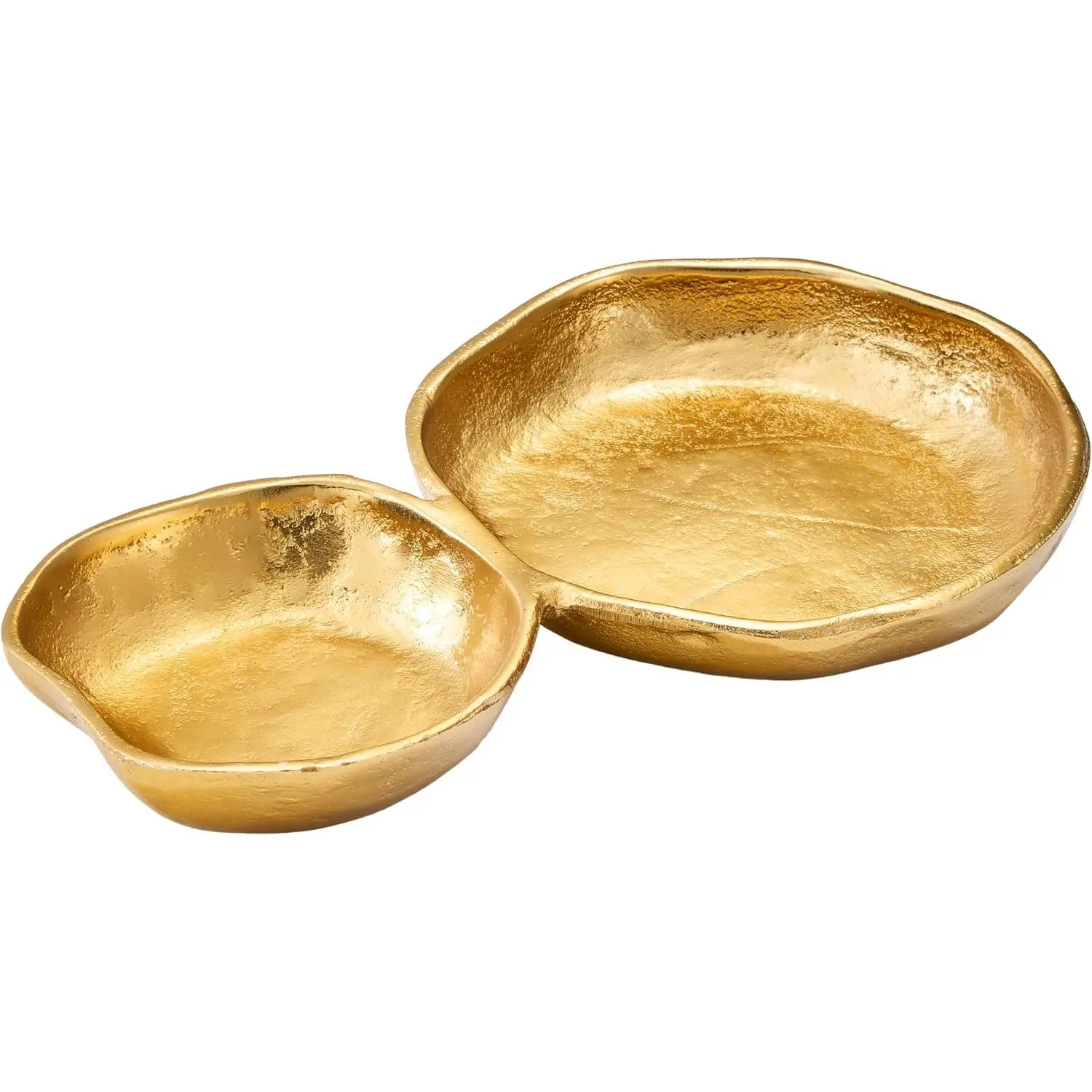 Brass Decorative Bowls Set, 2-Piece 11-Inch Table Top Snack Tray & Chip-Dip Serving Bowl, Room Accent Centerpiece for Entertaining Parties, Wedding Gifts