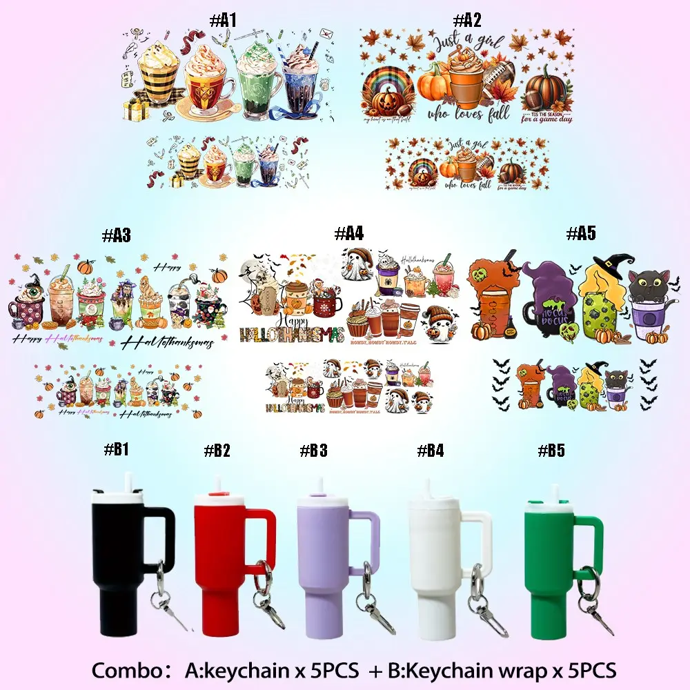 10 in 1 DIY Craft Kit with Mini Cool Keychains and UV DTF Stickers, Perfect for Halloween, Festive Gifts, Party Supplies, Year-End Presents, Keychain Set