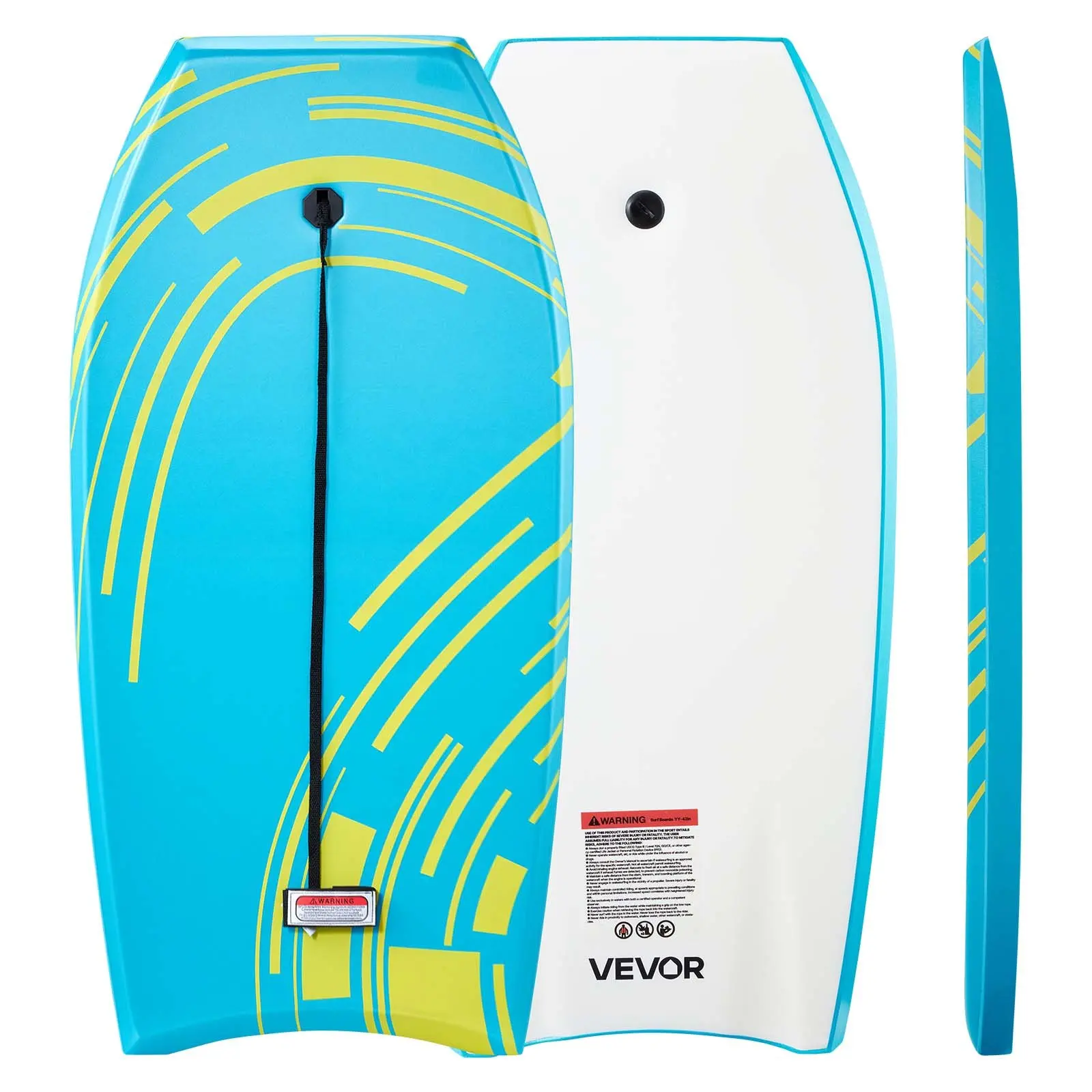 VEVOR 42 In Bodyboard, Youth Beginner Beach Bodyboard Trainer with EPS Foam Core, UV-Resistant Design, Wrist Leash, 20.5 In Size, Supports Up to 180 lbs, 1.94 lbs Weight, Bodyboards